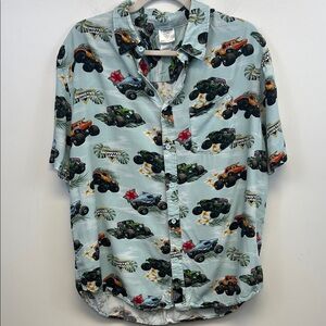 Monster Jam Graphic Button Down Shirt Men's Large